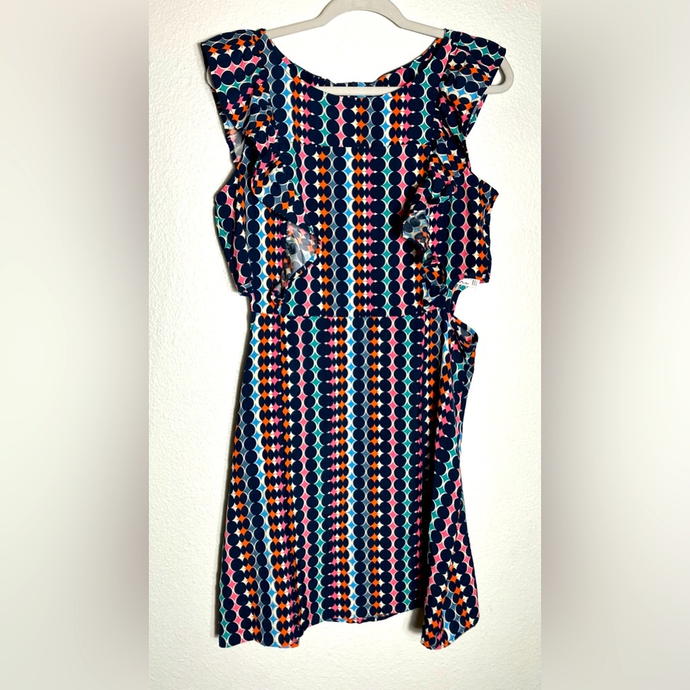 Bar III retro cut out dress women's cocktail 70's fun party NWT